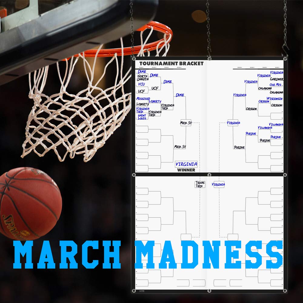 Reusable March Madness Bracket Poster 64 Player Dry Erase Board