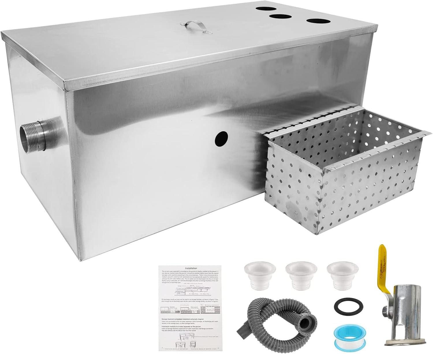 Ganggend Upgraded Commercial Grease Trap, 10LBS Grease