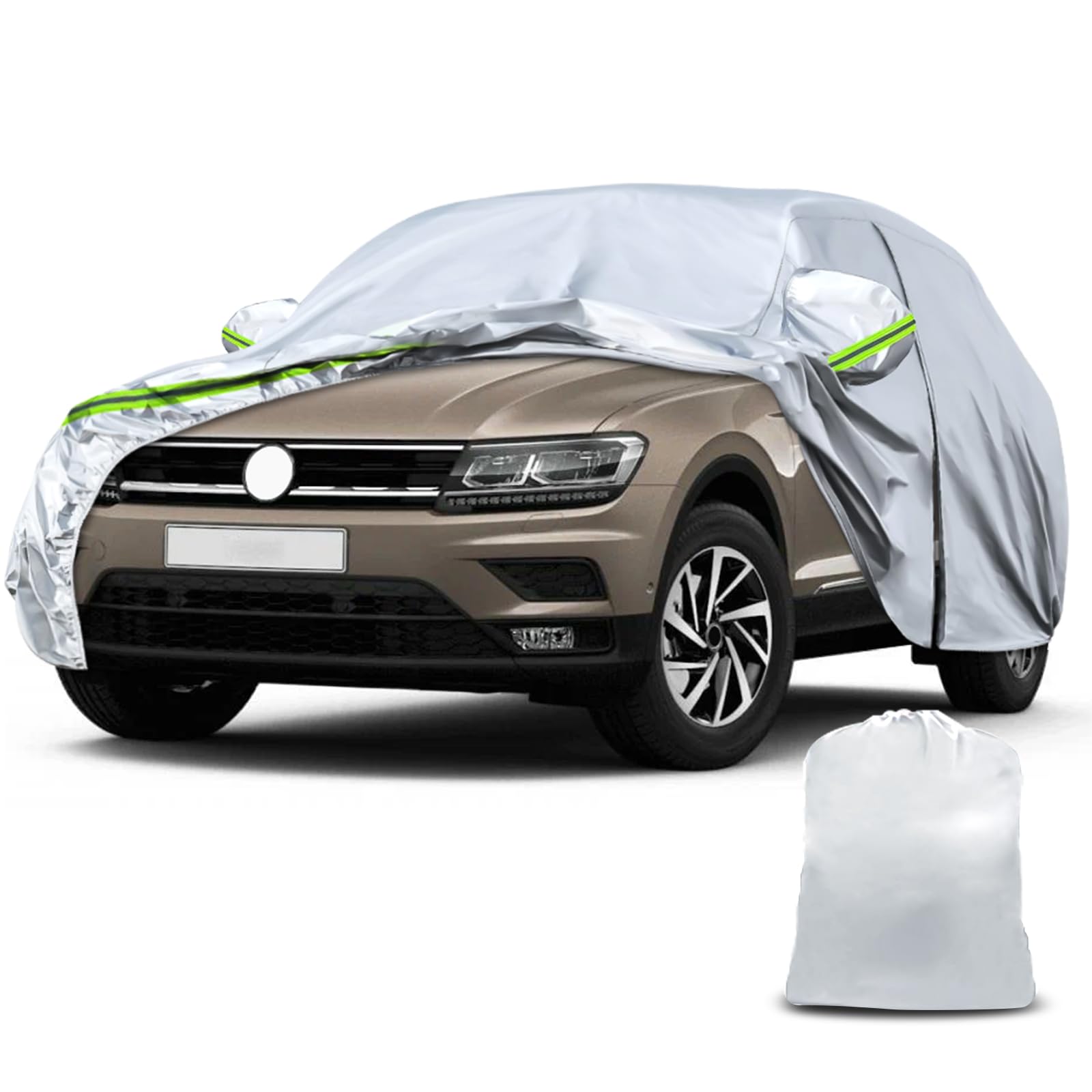Funda de Coche Reemplazo para VW Touran 2003-2024, Impermeable Plata Cubierta de Garaje Completa con Puerta con Cremallera para Nieve, Lluvia y Protección contra Todo Tipo de Clima