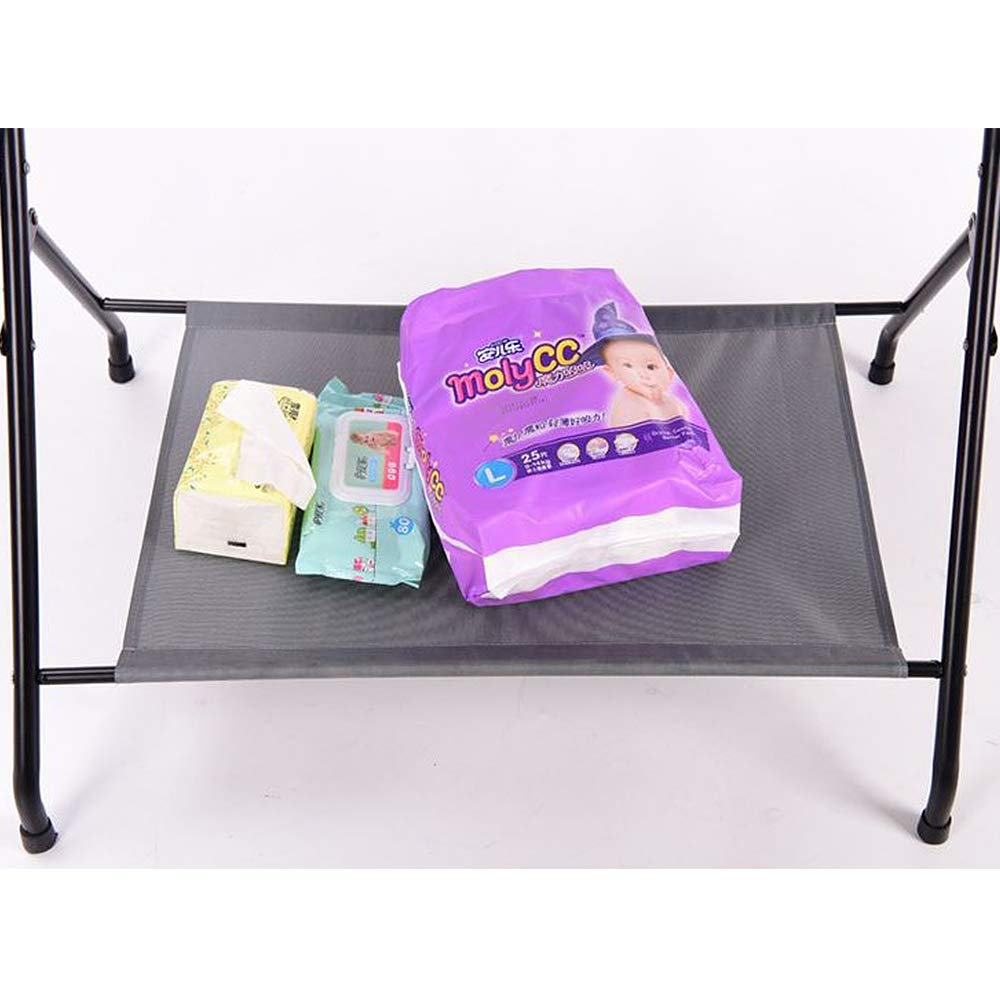 Cambiador plegable con cesta de almacenamiento - Para el recién nacido cambio de ropa y pañales - Cambiador portátil en altura ajustable, 25 kg máx. (79 x 55,5 x 96 cm, gris blanco)