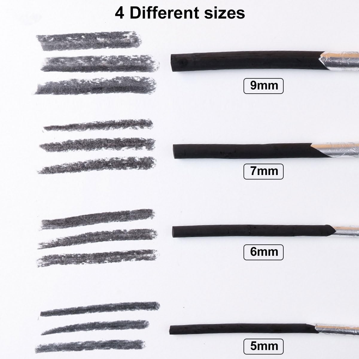 Set 4 Matite Carboncino Colorate - Per Schizzi, Ombreggiature, Ritratti, In Legno Di Alta Qualità - Foto 3