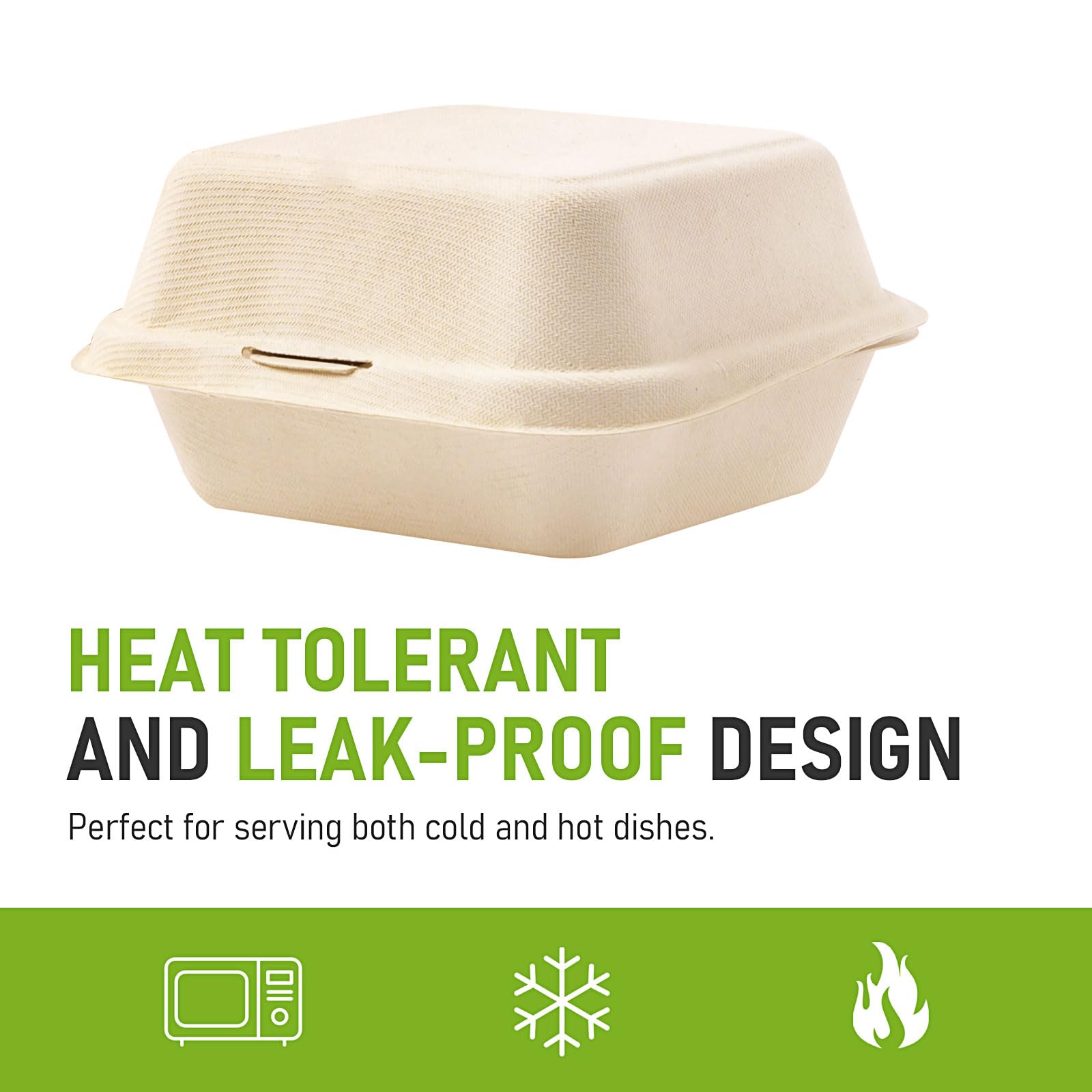 Cake Box 100 Pack Compostable Clamshell Food Containers - 6x6 Inch ...