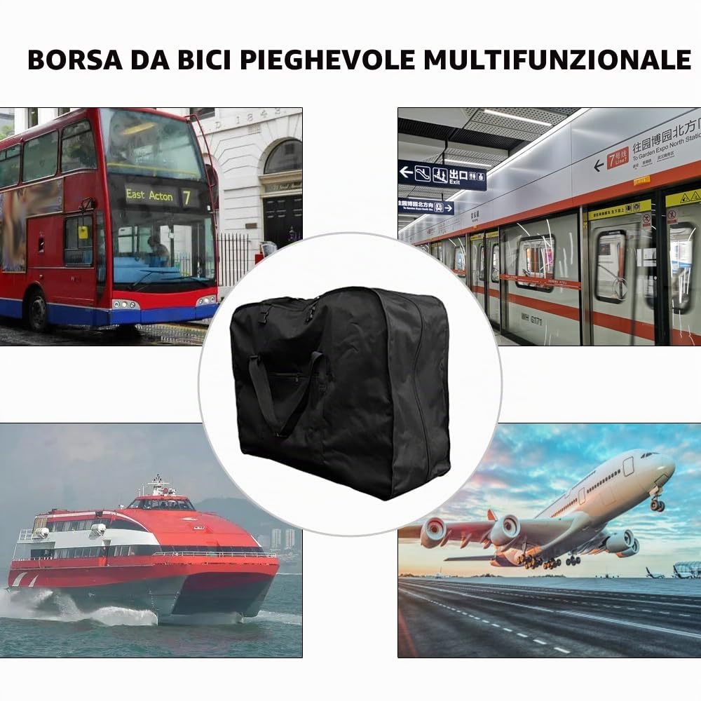 Kavolet Borsa da trasporto per bicicletta,impermeabile, 87 x 80 cm per biciclette pieghevoli da 20-22 pollici,Borsa da Viaggio Pieghevole Leggera e Resistente per Auto Treno Aereo,Tessuto Oxford, nero
