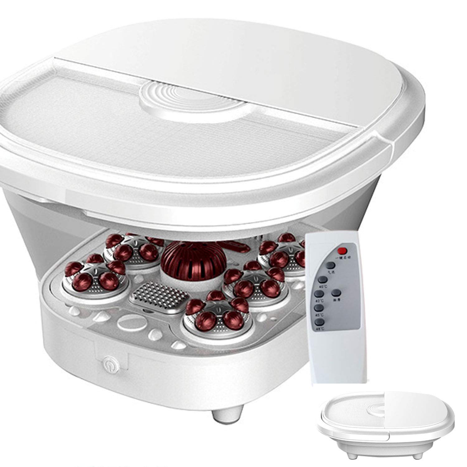 Masajeador Eléctrico para Baño de Spa para Pies, Pequeño Hogar Plegable, Calentamiento Automático Y Temperatura Constante, 38-45 ° Cuatro Nide Temperatura Ajustable, Fisioterapia con Luz Roja Y Burbuj