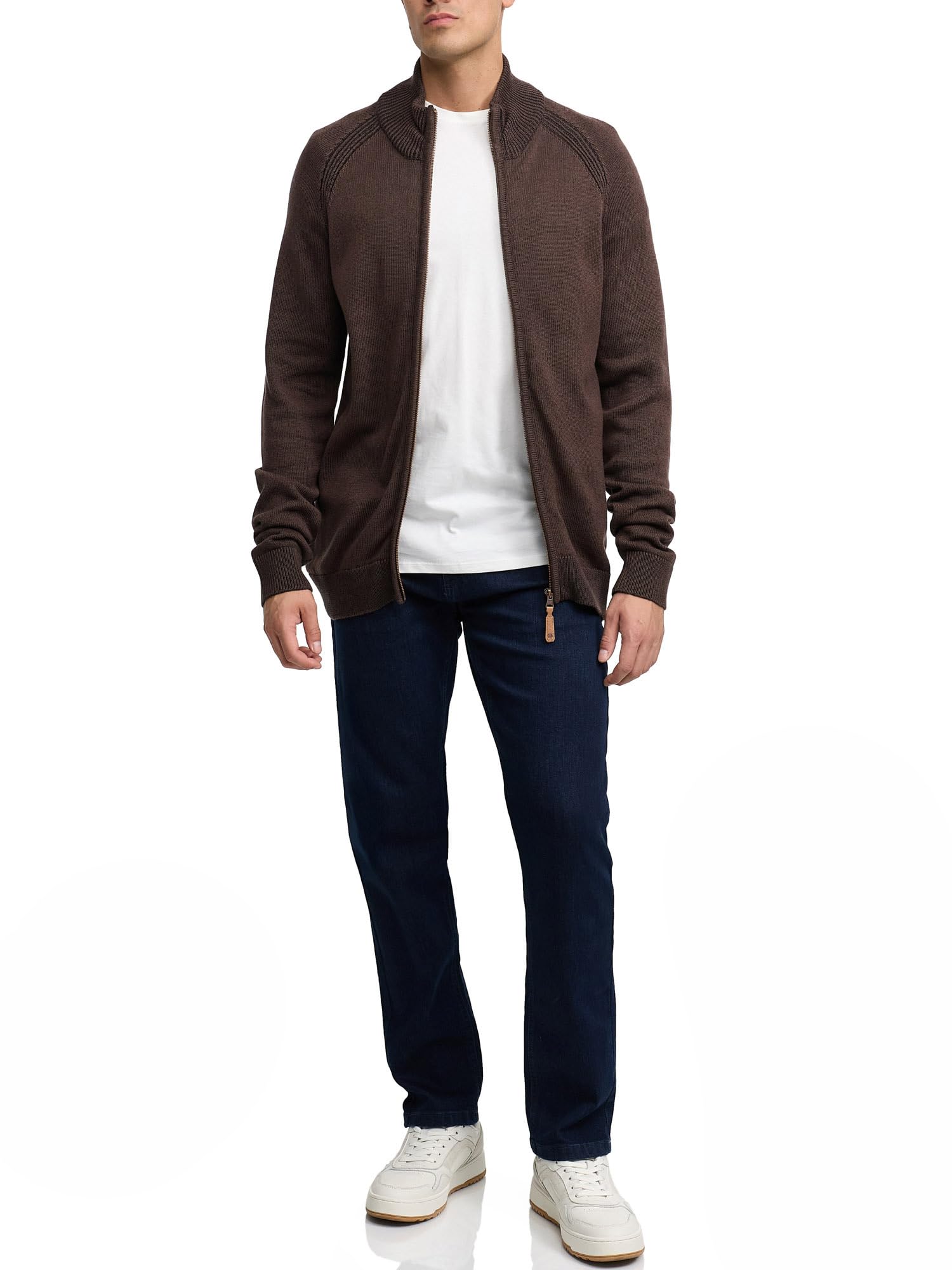 Indicode Herren INMassum Cardigan Strickjacke mit Stehkragen und Reißverschluss | Übergangsjacke aus Baumwollmix für Männer