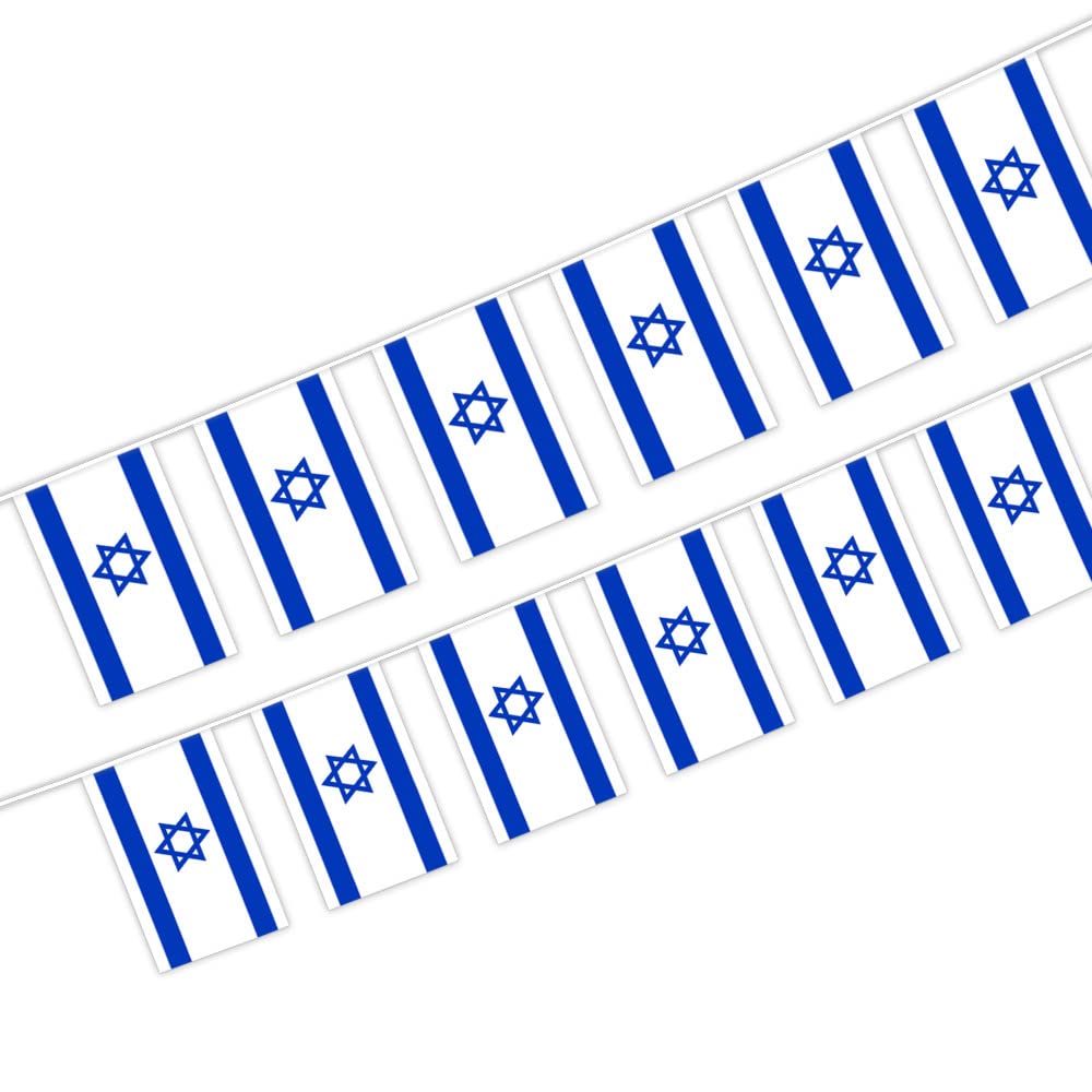 30pcs Israel Bunting Israeli String Flag Small Mini Flag Party Decor Fabric