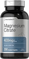 Vista 1 de Horbäach Magnesium Citrate 400mg 200 Caplets Vegetarian, Non-GMO, and Gluten Free Supplement
