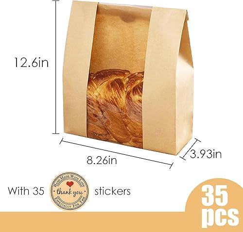 Miniatura 3 de 60 bolsas de pan de papel para pan casero, bolsa de papel para panadería para almacenamiento de envases de alimentos horneados, bolsa grande de pan