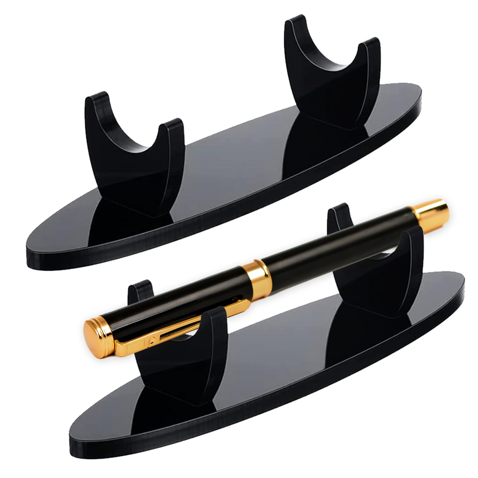 2 Pieces Acrylic Pen Holder Display Stand Pencil Display Holder Fountain Pen Ballpoint Pen Display Rack Desk Pencil Wand Holder Showcase for Lightsaber Display Decoration Home School Office Store
