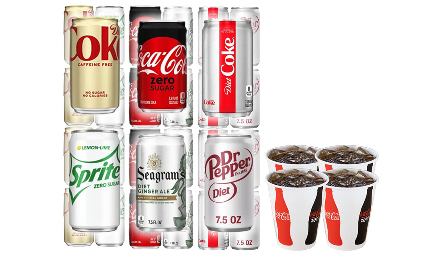 Buy Diet 7.5 OZ Soda's Dr. Pepper, Coca cola, Seagram Ginger Ale, Coca
