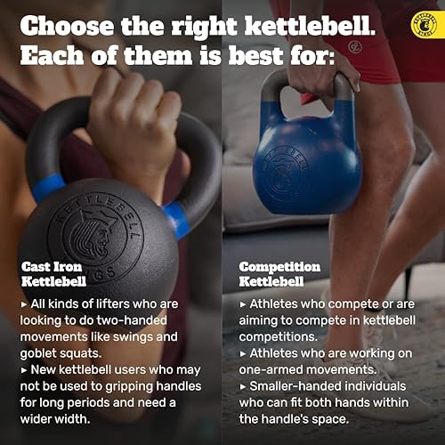 Miniatura 4 de Kettlebell Kings Pesas rusas con recubrimiento en polvo de 5 a 90 libras  Equipo de gimnasio de entrenamiento y juegos de entrenamiento de fuerza