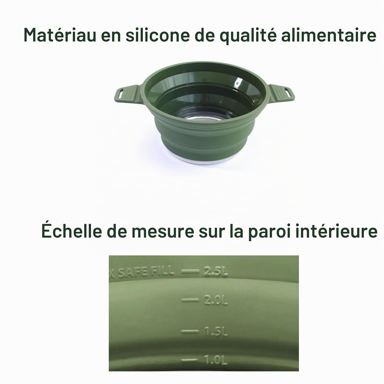 FAIRE Popote Bivouac, Casserole Camping Pliante, Vaisselle Camping Portable en gel de Silice, Batterie de Cuisine Pliable pour Pique-Nique, Trekking et Randonnée