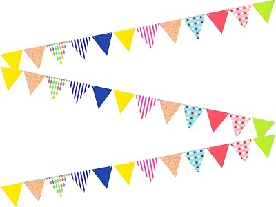 AMFIN® (Pack of 3) Party Bunting Flags Banner for Birthday Decoration, Decoration for Wedding, Engagement, Baby Shower, 