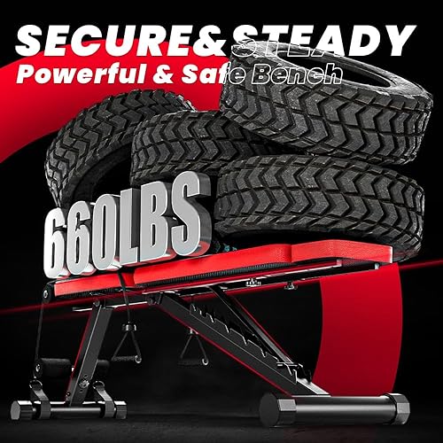 Miniatura 5 de Banco de pesas ajustable, banco de entrenamiento con reposacabezas ajustable para entrenamiento de cuerpo completo, banco de pesas estable de 660