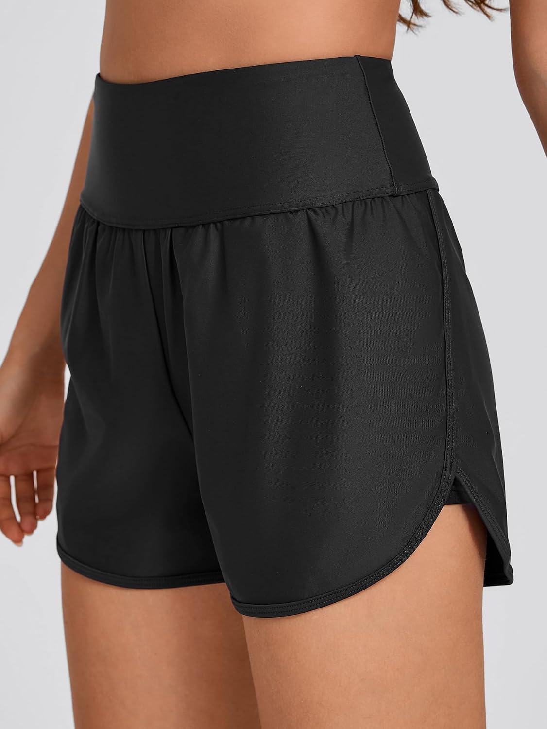 Women High Waisted Swim Shorts 2 in 1Tummy Control Bathing Suits Bottoms Board Shorts Liner Pockets Swimsuit