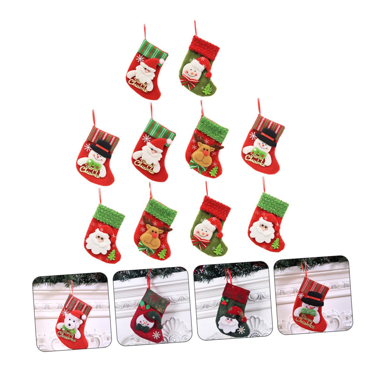 TOPBATHY 3 Sets 10 Stück Christbaumkugeln Set Vliesstoff Strumpfbeutel Baumanhänger Dekoratives Partyzubehör