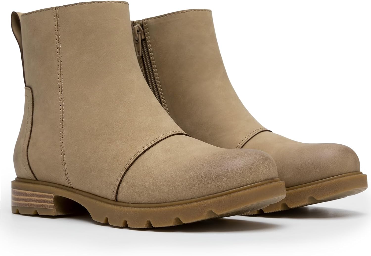 Athlefit Women's Ankle Boots Comfortable Lug Sole Chunky Low Heel Zipper Short Booties - Image 4