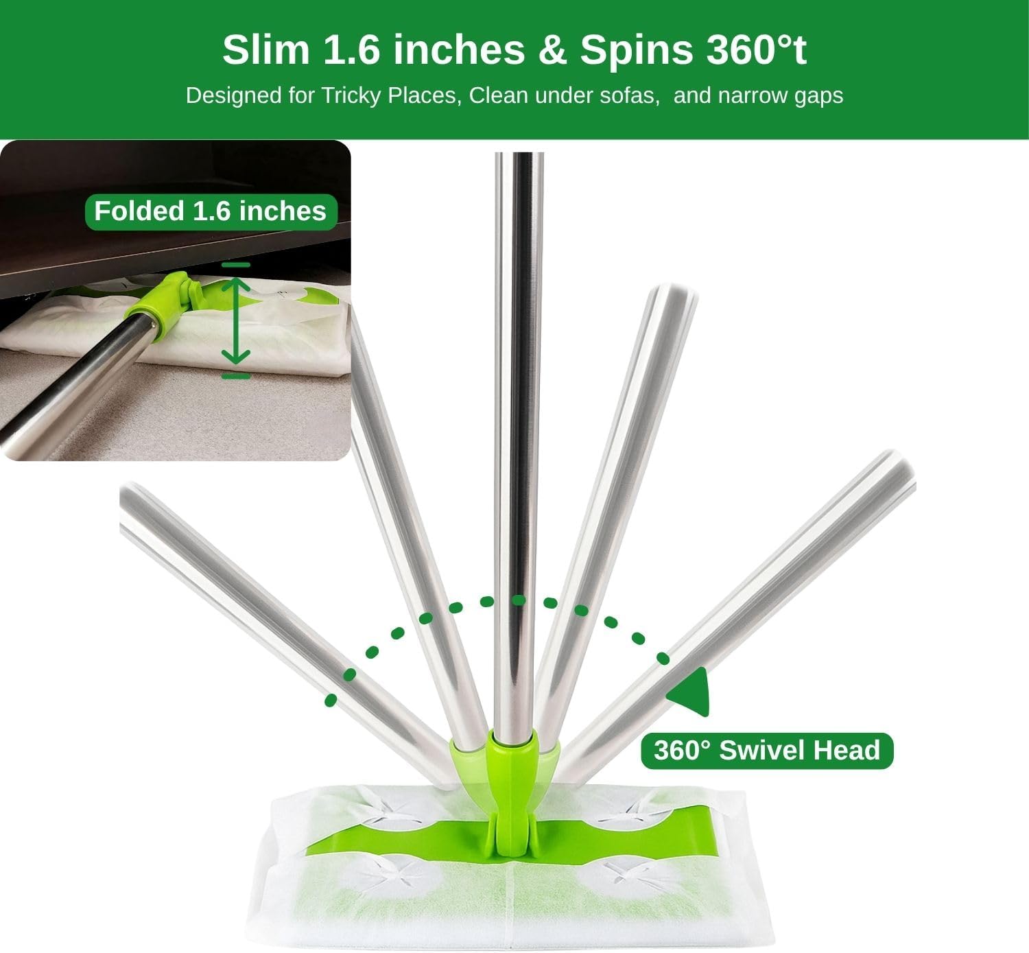 Touchless Vacuum Automatic Dustpan with Sweeper Mop Wet Dry Dust Mop Broom Kit for Pet Hair, Hardwood Floors - 30 Disposable Dry & Wet Cloths