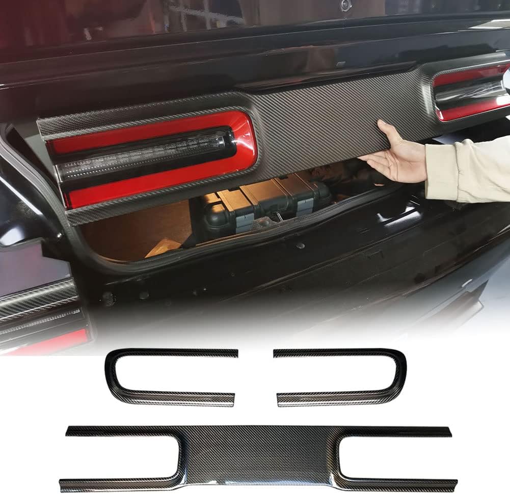 Dry Carbon Fiber Tail Lamp Frame Trims for Dodge Challenger 2015 2016 2017 2018 2019 2020 2021 2022 Coupe 2-Door Taillight Trim Rear Light Covers Exterior Accessories(3pcs/Set)