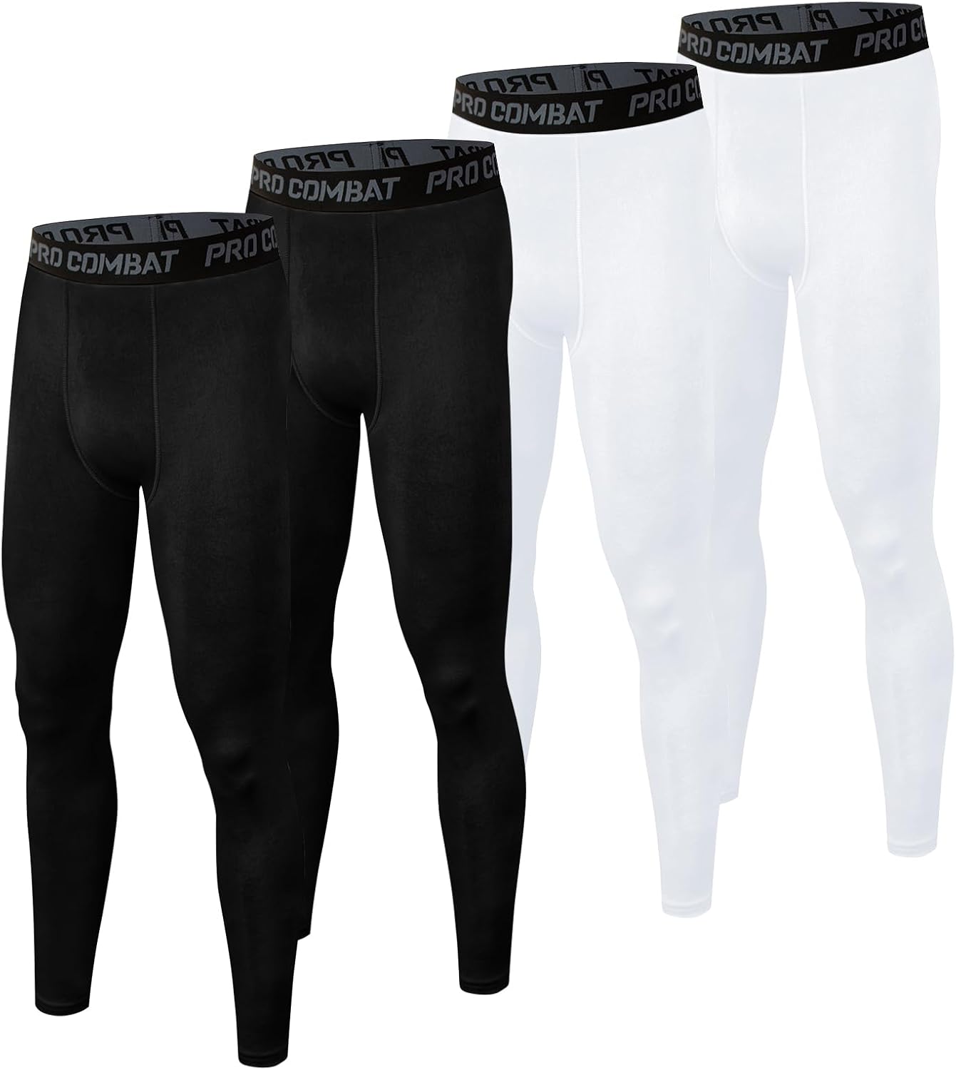 HYCOPROT 4 Pack Men's Compression Pants Tights Athletic Leggings Cool Dry Workout Baselayer Bottoms for Running Yoga Gym