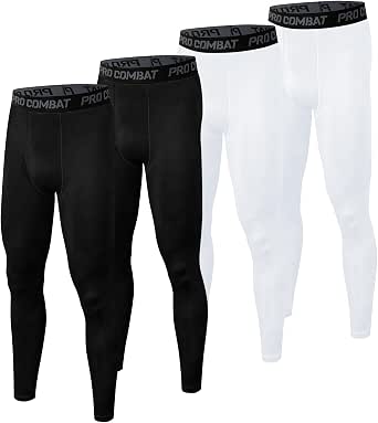 HYCOPROT Pantalon De Compression Pour Hommes Avec Poches Séchage Rapide Pantalon De Course Base Layer Leggings De Collant Pour Basketball Fitness