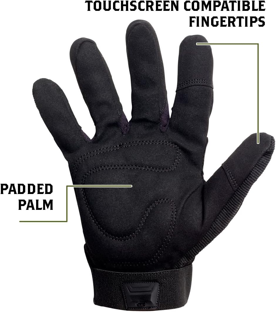 Scipio Outdoor Tactical Recon Gloves with Knuckle Protection, Black - Large