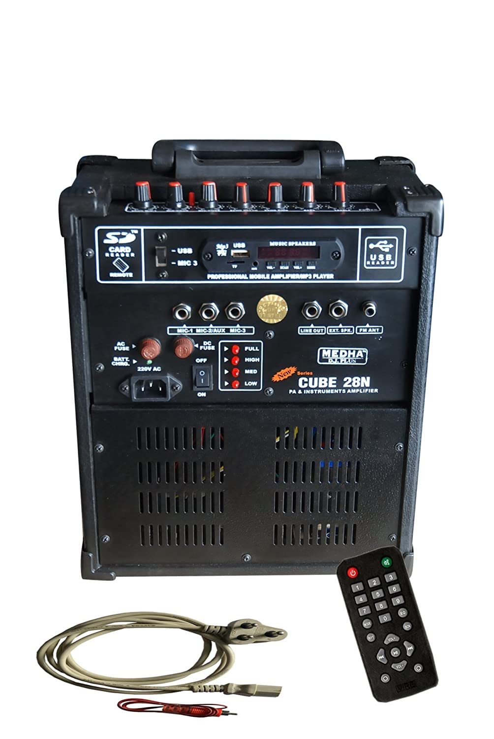Medha D.J. Plus Portable Rechargeable Pa Amplifier Cube-28 with Speaker & Digital Media Player