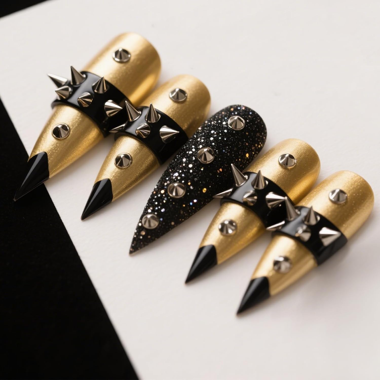 3D Mini Metal Punk Nail Art Studs 6 Grids Mixed Sizes Punk Rivet Nails Charm for Women Spikes Alloy Nail Rivets Jewelry Goth Nails Art Charms DIY Crafts Decoration Accessories Silver Black