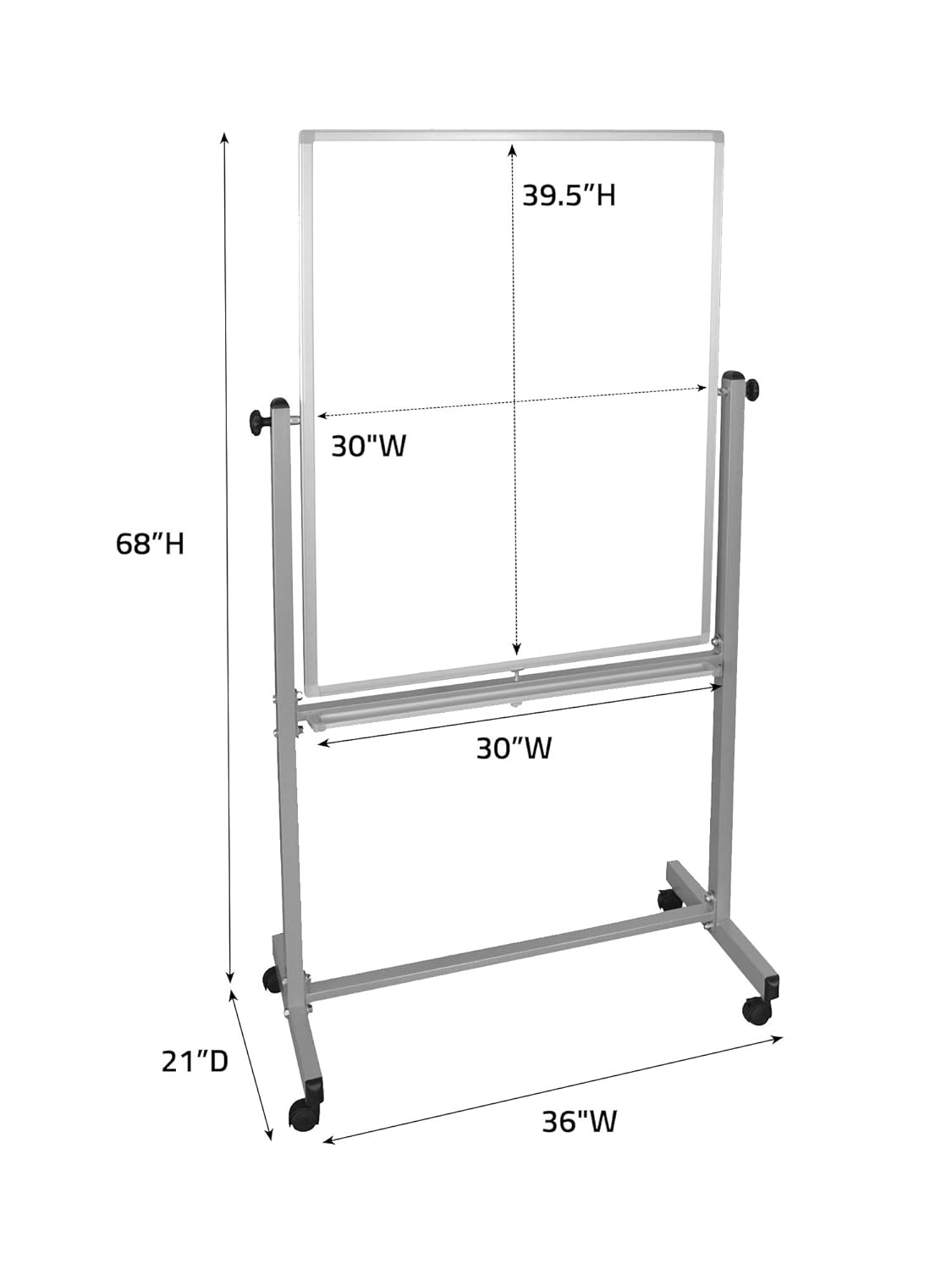 Luxor MB3040WW 30"W x 40"H Double-Sided Magnetic Whiteboard