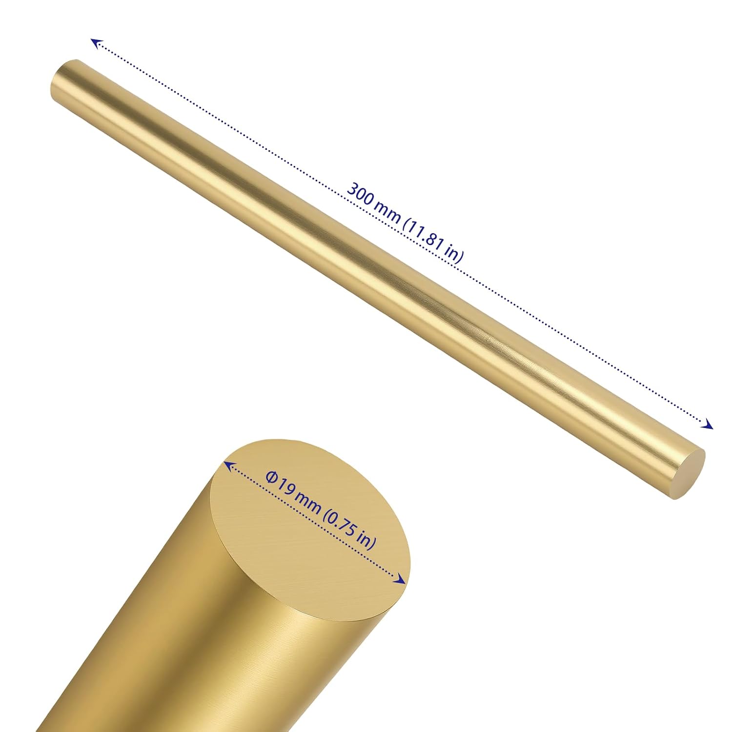 SOUJAP 2 PCS 3/4 inch Brass Rod, 11.8 inch Round Brass Bar Stock for DIY Craft, Industry, Model Making