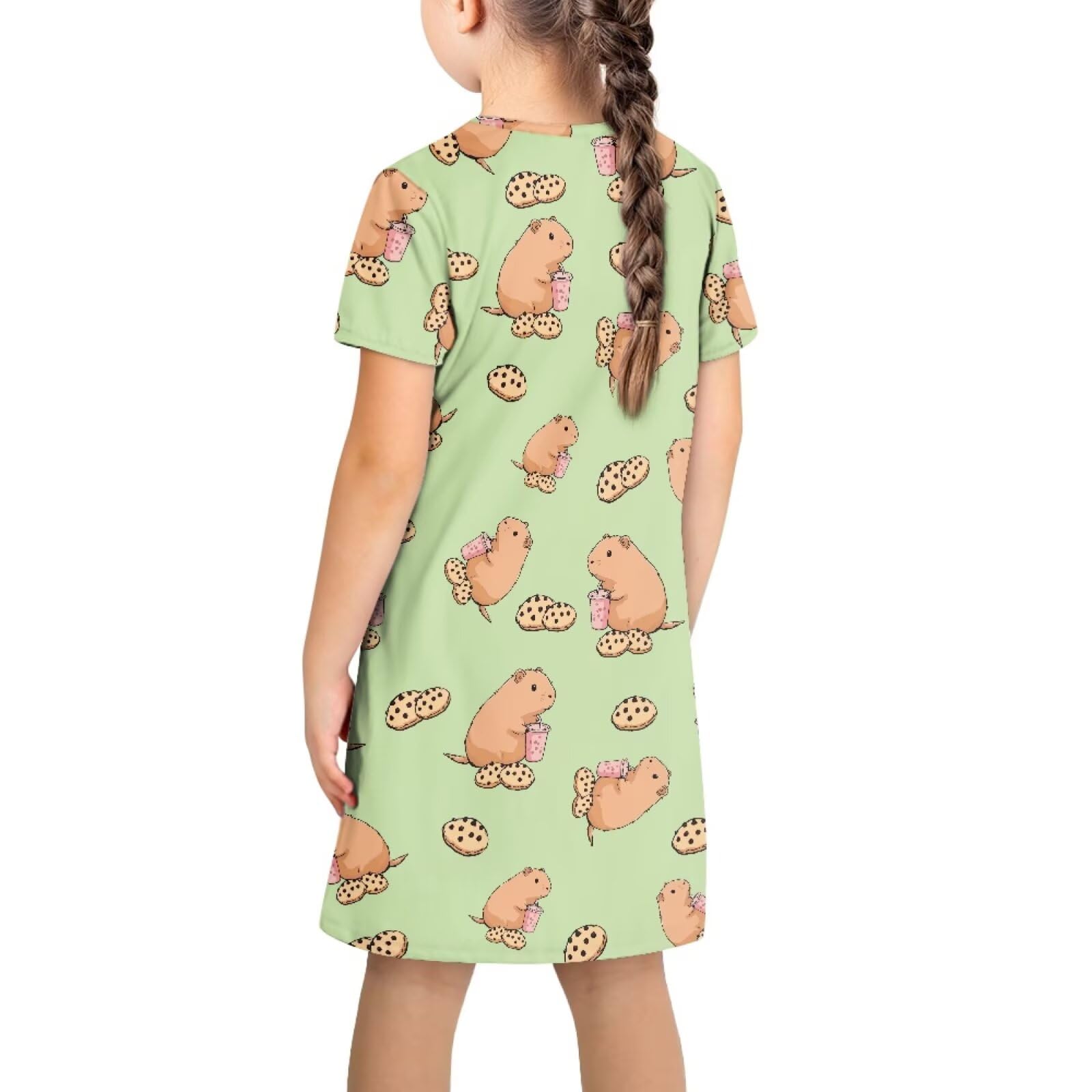 Camicia da notte estiva a maniche corte per ragazze, camicia da notte carina per bambini 5-14 anni
