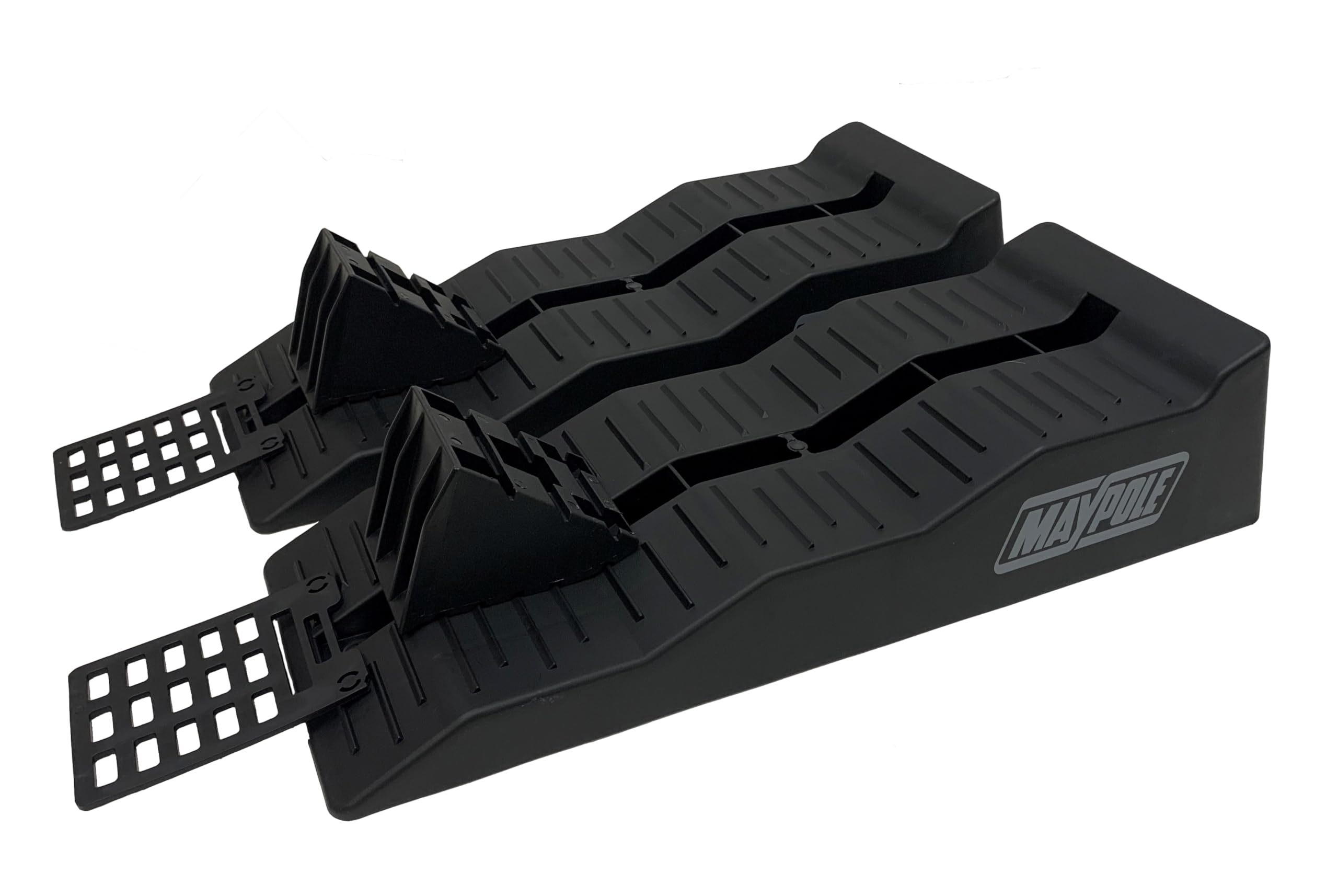 Maypole Heavy Duty 3 Step Level Ramp Kit for Campervans & Motorhomes with Chocks and Anti-Slip Lead In Plates 4000kg Capacity Set of 2