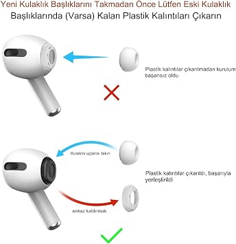 AirPods Pro & AirPods Pro 2. Nesil için Gürültü Azaltıcı Delikli, Silikon Kulaklık Ağrısı Yok, Kaymaz Yumuşak Kulak Uçları Uyumlu Airpods Pro/Pro 2 (Bedenler S/M/L)