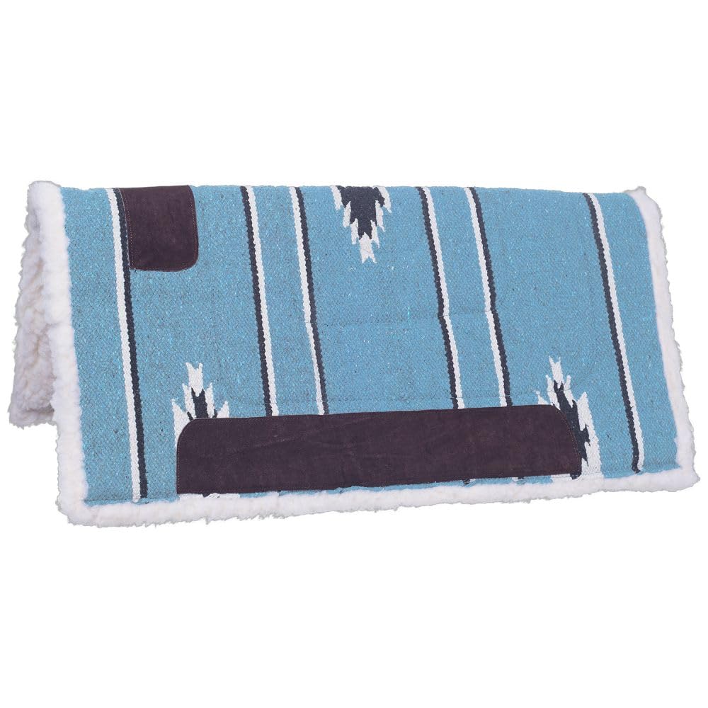 Tapis De Selle Western Doublé Polaire – 30x30 Cm (sarcelle/teal) NEUF