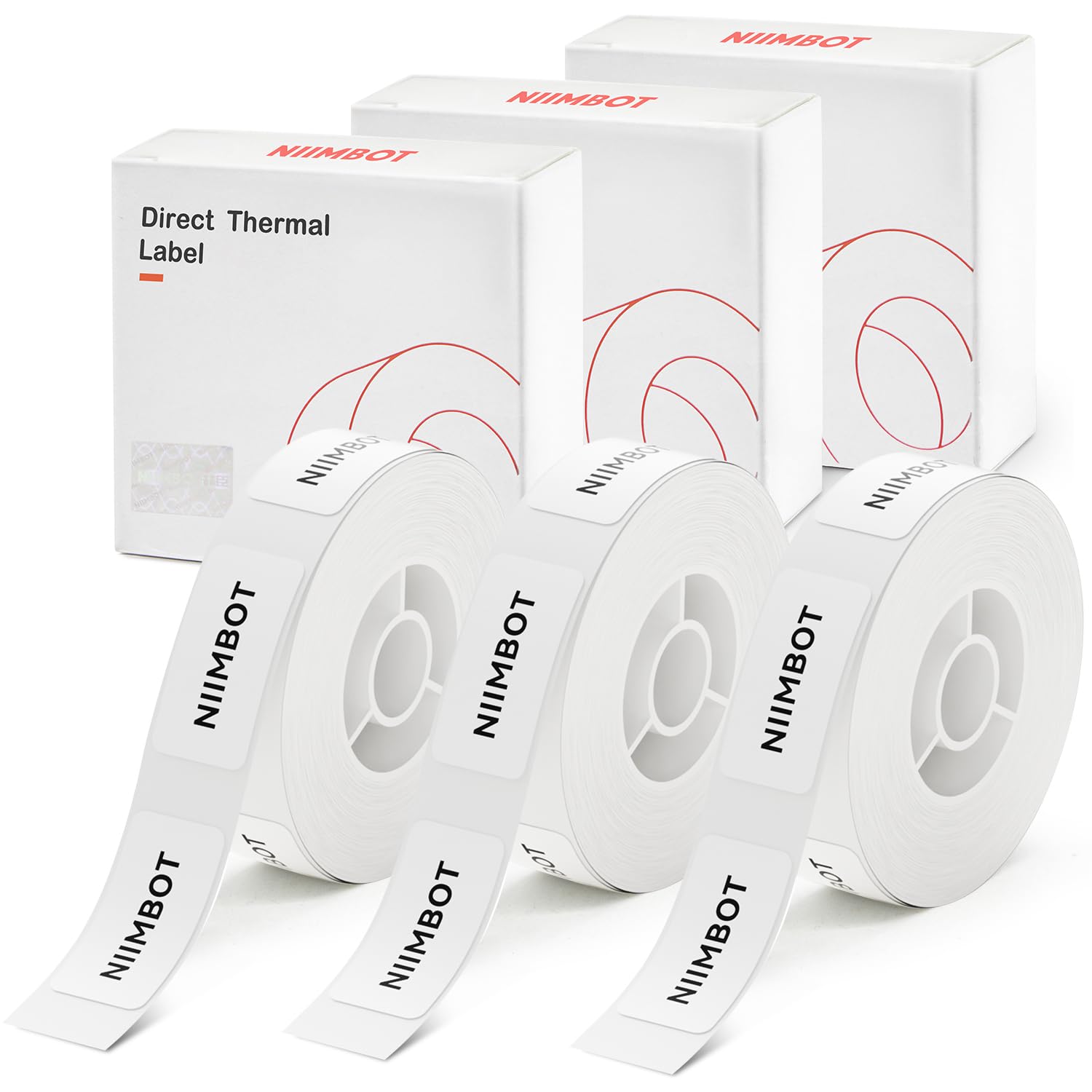 NIIMBOT Label Tape of Model D11 D110 D101 Printer, (3 Rolls, 0.59"×1.18"/15×30mm) Adapted Label Printing Paper, Office & Home Labeling Tape Replacement (White)