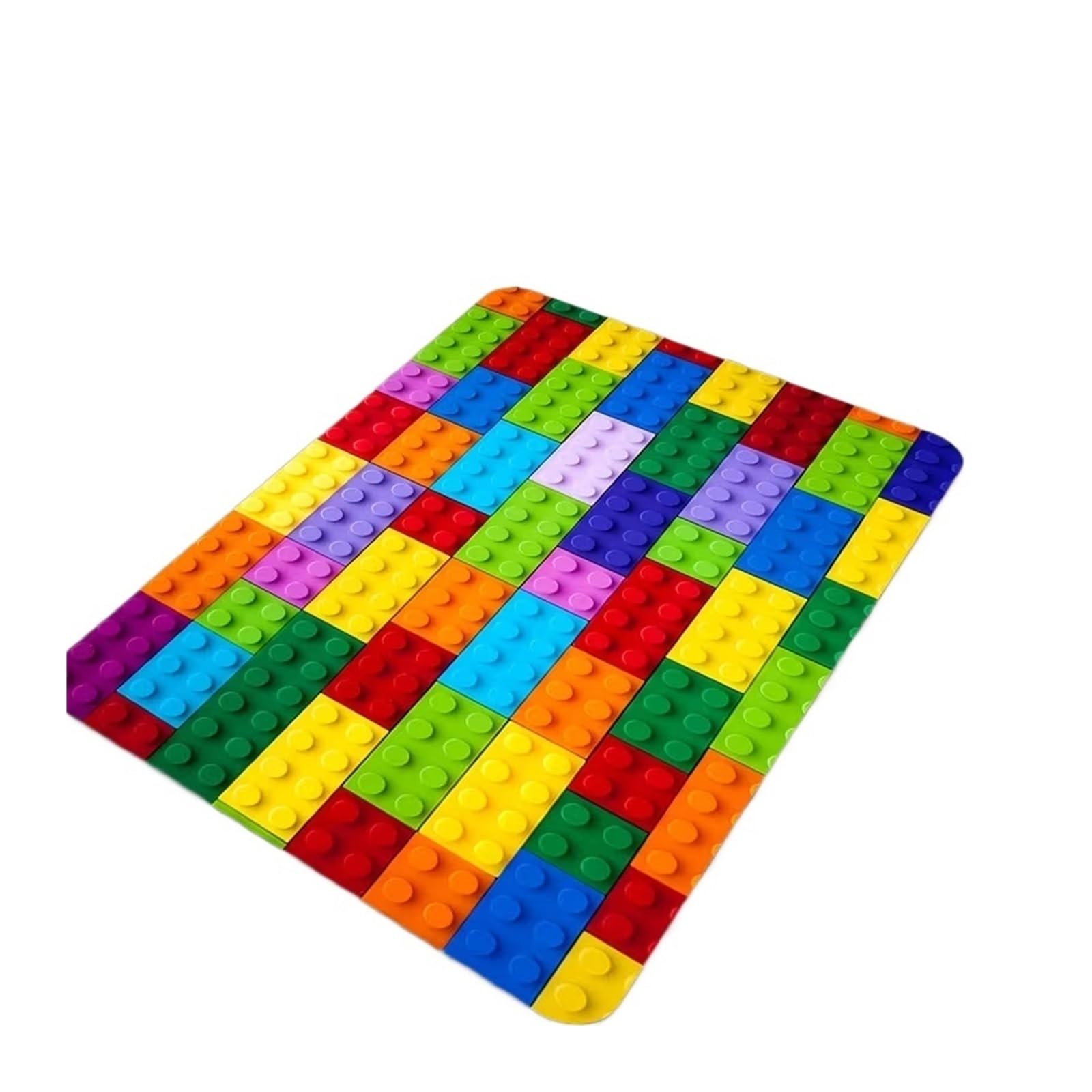 Rimmean 1pc Colorful Lego Block Pattern Flannel Carpet Non-slip Soft Absorbent Rug For Kids Room Playroom Living Decor(1,40X60cm)