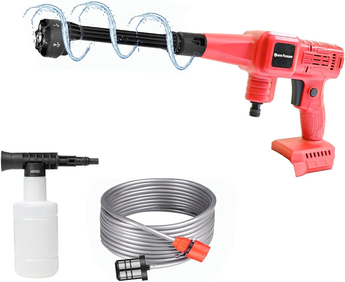 Cordless Pressure Washer for Milwaukee 18V 48-11-1865 Battery, 700 PSI Handheld Car Pressure Washer with 6 in1 Nozzle for Car Cleaning (Battery Not Included)