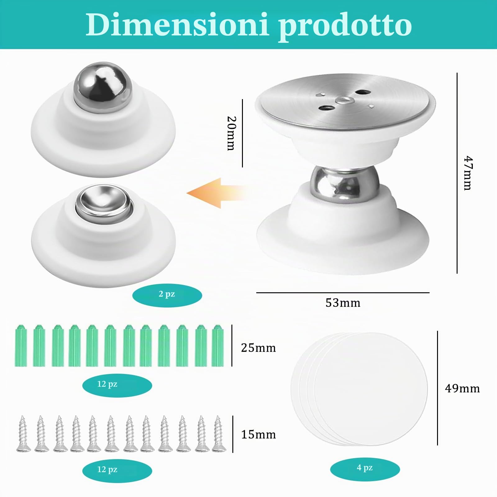 2 Pezzi Fermaporta Magnetico per Camper Bianco Magnetiche Door Holder Ferma Porta da Muro con Viti e Adesivo per Roulotte Barca Auto Scomparti Camper Porta di Sicurezza
