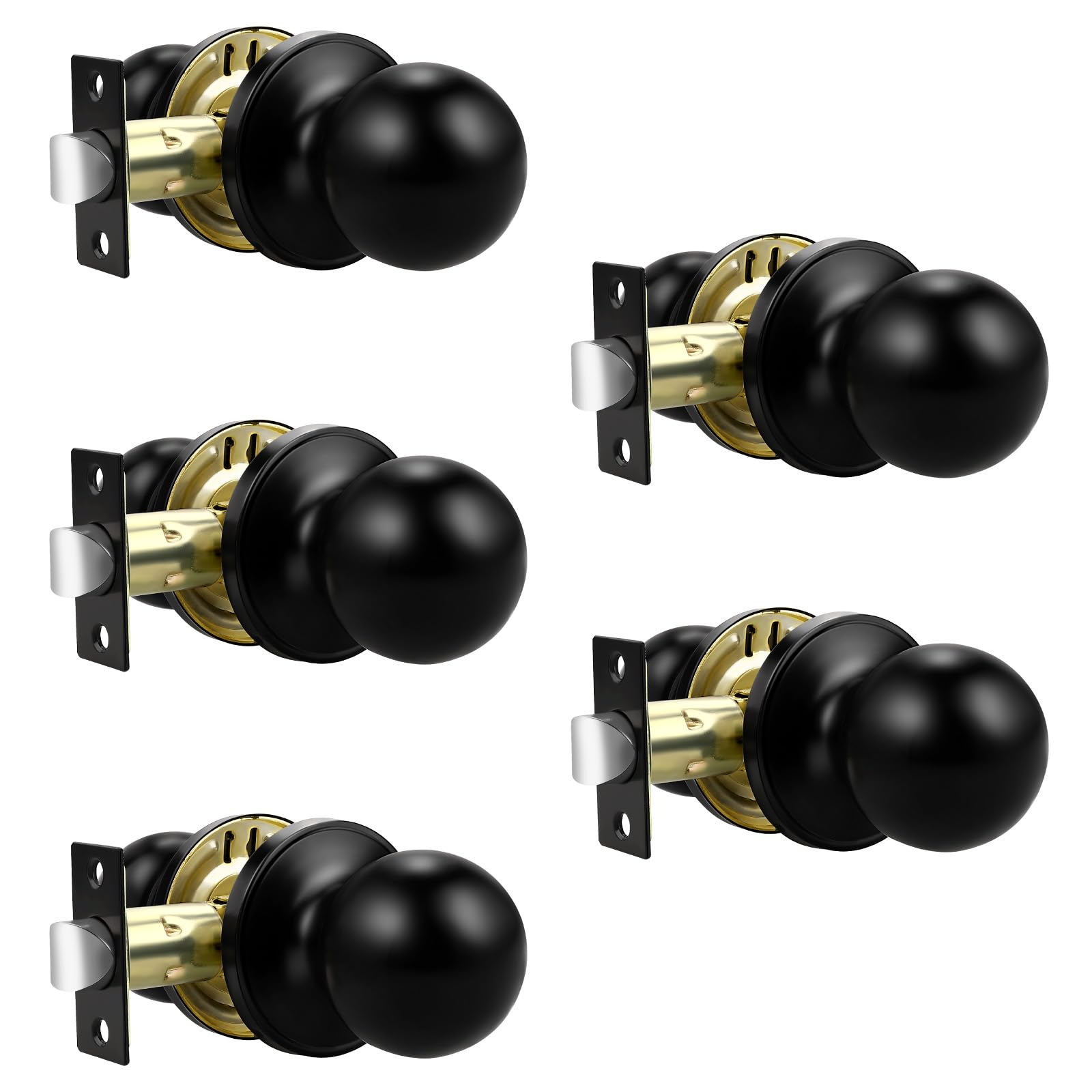 Black Interior Door Knobs - 10 Pack, Keyless Privacy -30