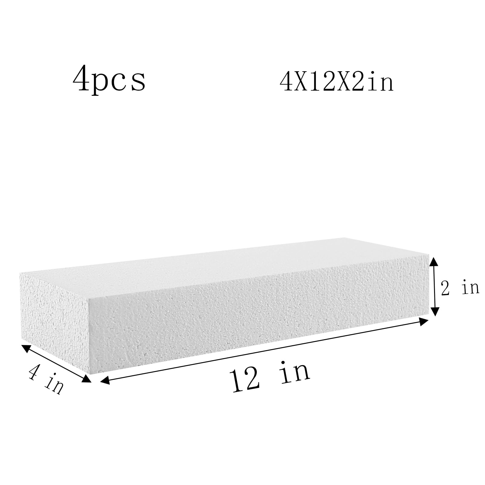 4 bloques de espuma para manualidades de poliestireno de 4 x 12 x 2 pulgadas, utilizados para hacer proyectos de modelado, arreglos florales y proyectos de arte en la escuela y el hogar, en color