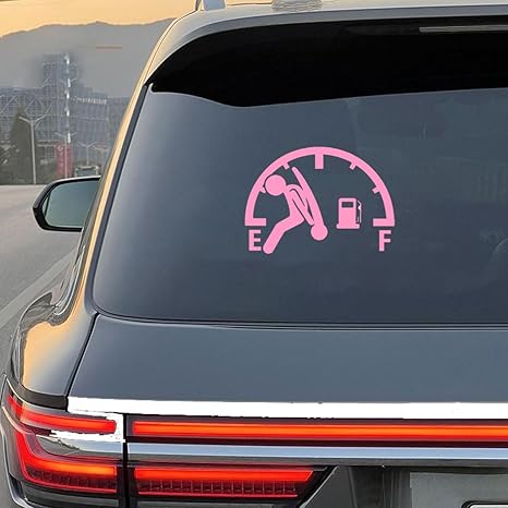 YoRise Car Fuel Tank Cap Sticker Decal, Funny Vinyl Auto Fuel Gage Empty Sign Decal, Waterproof Vehicle Exterior High Gas Consumption Tank Cover Decoration for Truck, Motorcycle, SUV (Pink)