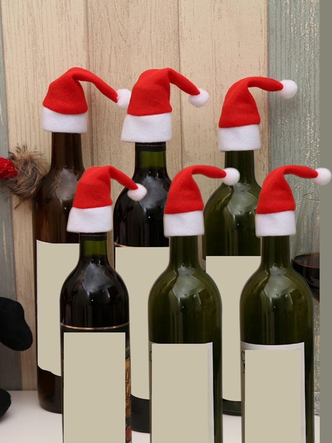 Indian Karigar 6pcs Christmas Decorations Items for Home Mini Santa Hats for Bottle Topper Decor Unique Christmas Decor Christmas Ornaments Christmas Tree Decoration Items for Home
