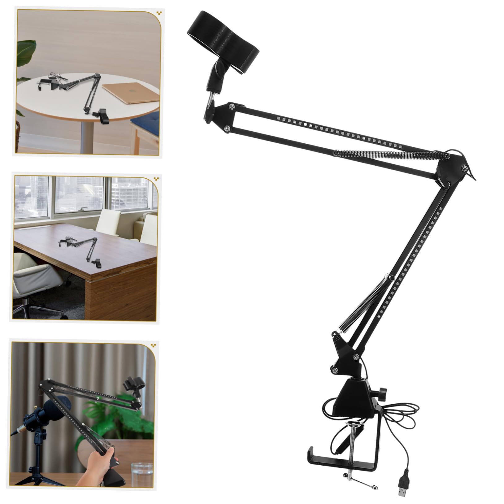 SHOWERORO Asta Per Microfono Con Braccio Regolabile Supporto Rgb Con Morsetto Da Tavolo Braccio Telescopico Per Streaming E Registrazione Illuminazione Led Colorata