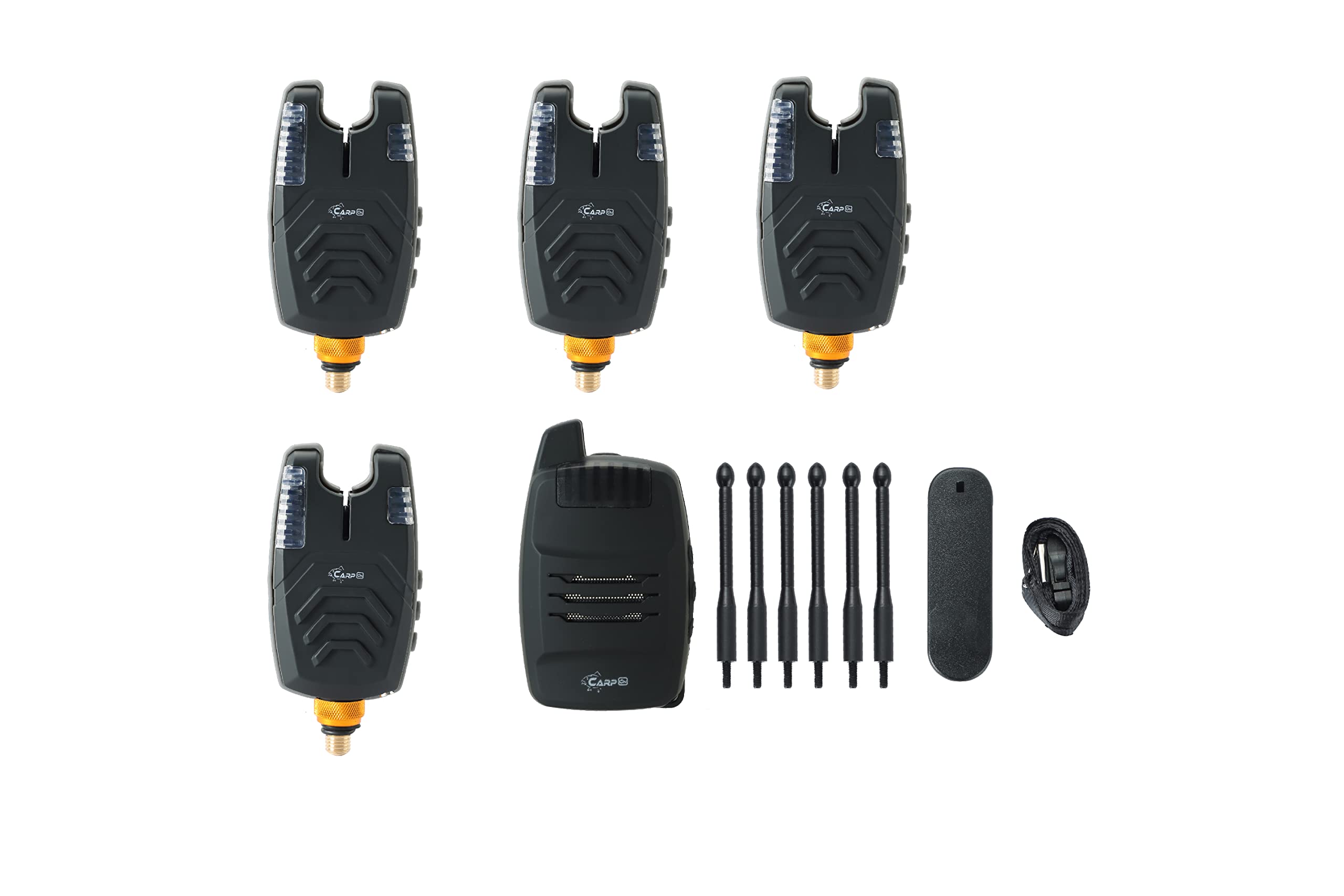 Détecteur De Touche Sans Fil CarpOn 3+1 – Étanche, Portée 200 M, Volume Réglable, Aimanté, Mallette De Transport Incluse