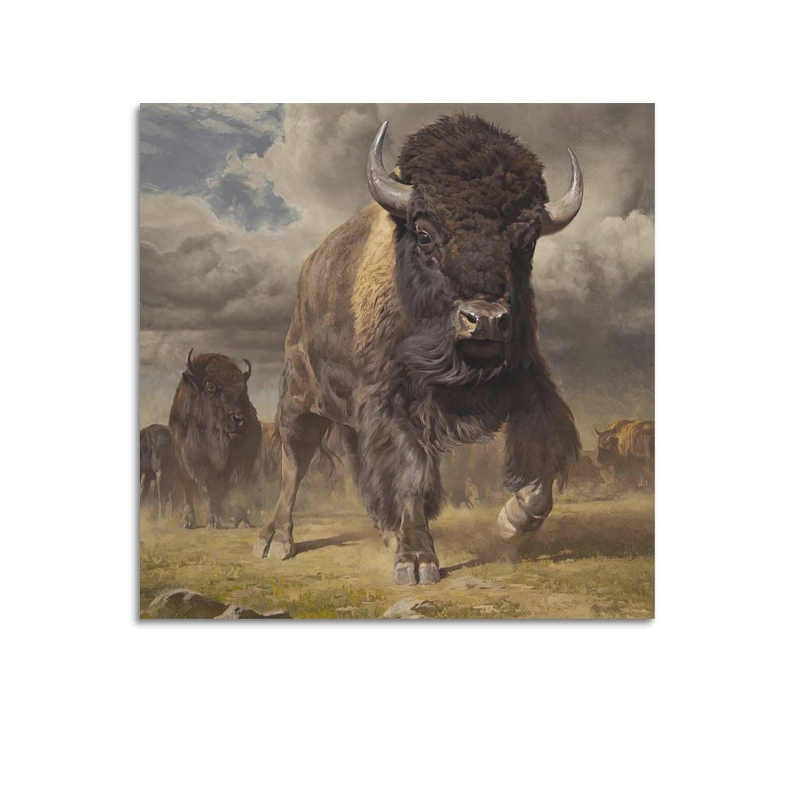 ZSZWHJ Animal Poster Cattle on The Prairie Poster Decorative Painting Canvas Wall Posters And Art Picture Print Modern Family Bedroom Decor Posters 12x12inch(30x30cm)