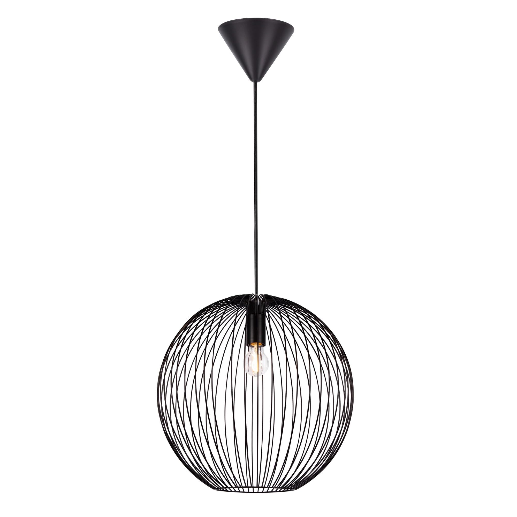 Nordlux Black Beroni Indoor Pendant Light Metal E27 Retro - Living Room, Bedroom, Bedside Mains Powered, Ip20