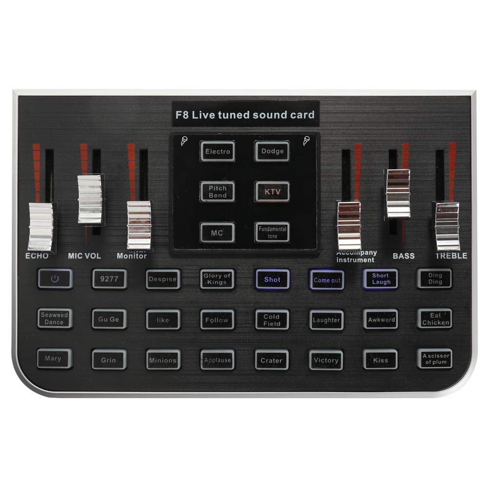 Godyluck Studio Audio Mixer Microphone Excellent Quality Voice Music Professional Audio USB Headset Webcast Entertainment Karaoke Steamer Live Sound Card F8 4 Modes