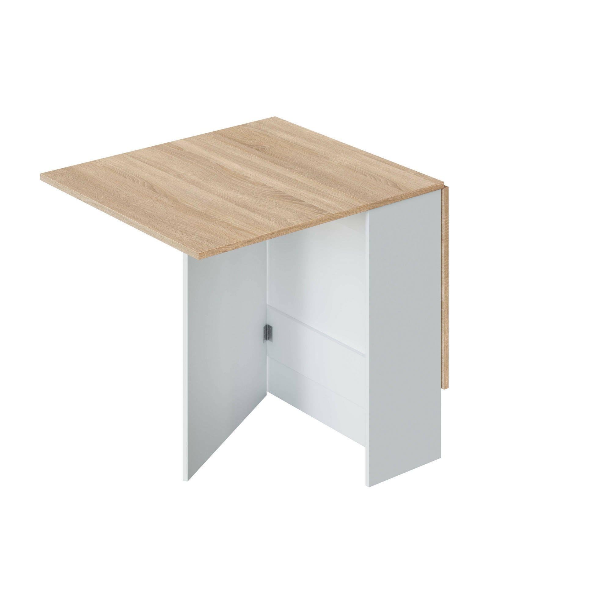 Dmora - Tavolo allungabile Toledo, Tavolo da pranzo pieghevole con piano abbattibile, Tavolo ausiliario richiudibile, 31x77h78 cm, Bianco e Rovere
