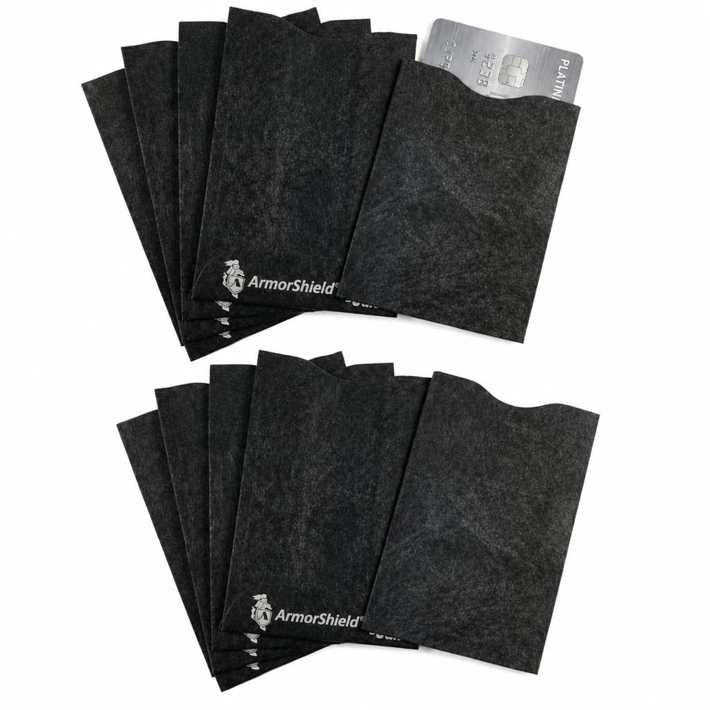 RFID Blocking Sleeves for Credit Cards TYVEK ArmorShield, 10-Pack Black