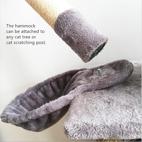 Vista 28 de SHENGOCASE Paquete de 2 tumbonas de repuesto de torre de árbol de gato beige de 13 pulgadas, 5 juguetes colgantes con pompones con cuerdas